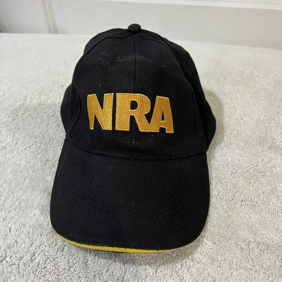 NRA Black Cap Hat Adjustable One Size Fits All American Flag - National Rifle - Picture 1 of 6